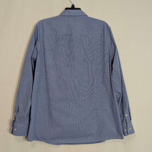 DOC & AMELIA BY Cintas Blue/White Gingham Check Long Sleeve Button Shirt Size XL - Picture 2 of 6
